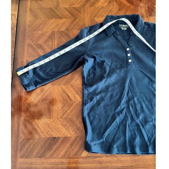 L.L. Bean Women’s Polo Shirt Navy Blue XS 3/4 Sleeve Classic Fit - Picture 9 of 14
